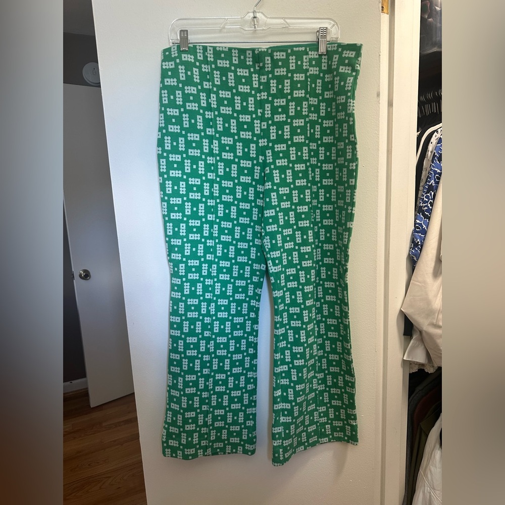 MAEVE Green Patterned Elastic Waist Women's Pant